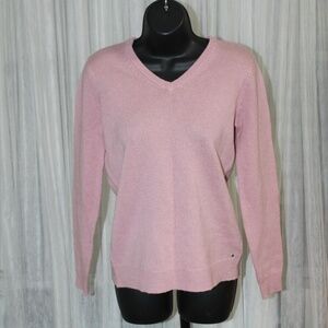 WoolOvers. Pure Lambswool V Neck Sweater.  Sz. S.  Satin Pink.